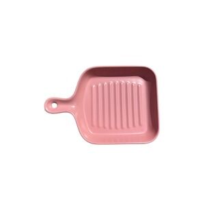 Pink Ceramic Baking Dish Pan with Handle Small Individual Serving Gratin Oven‎